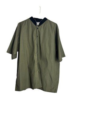 Happy Chef Mens Lightweight Cook Coat Green Black Size Large Button Front